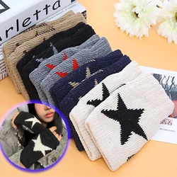 Winter Warm Wool Pentagram Half-finger Gloves Universal Korean Wool New Fashion Knitted Gloves Motorbike Riding Equipment