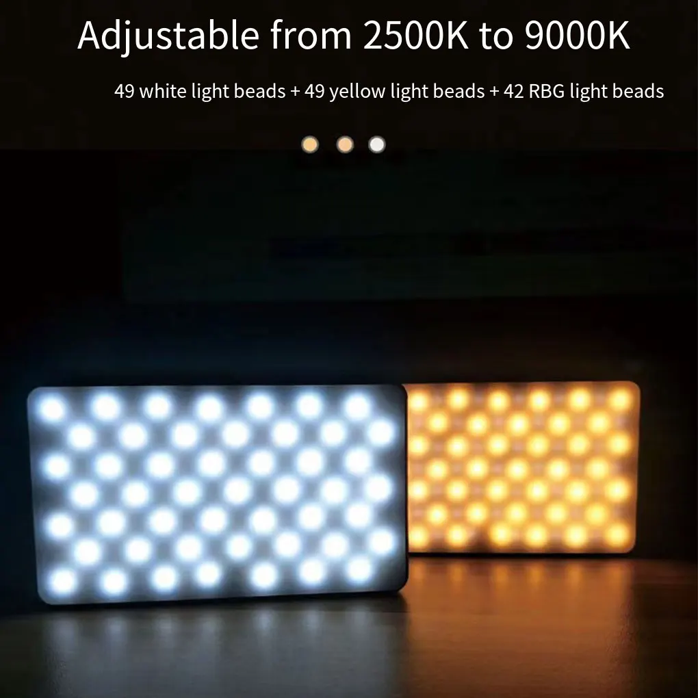 أضواء كاشفة صغيرة W140 لكاميرا GroPro RGB ملونة 3100 مللي أمبير في الساعة ضوء تصوير مع مشهد مختلف تأثيرات خاصة ABS ملء الضوء