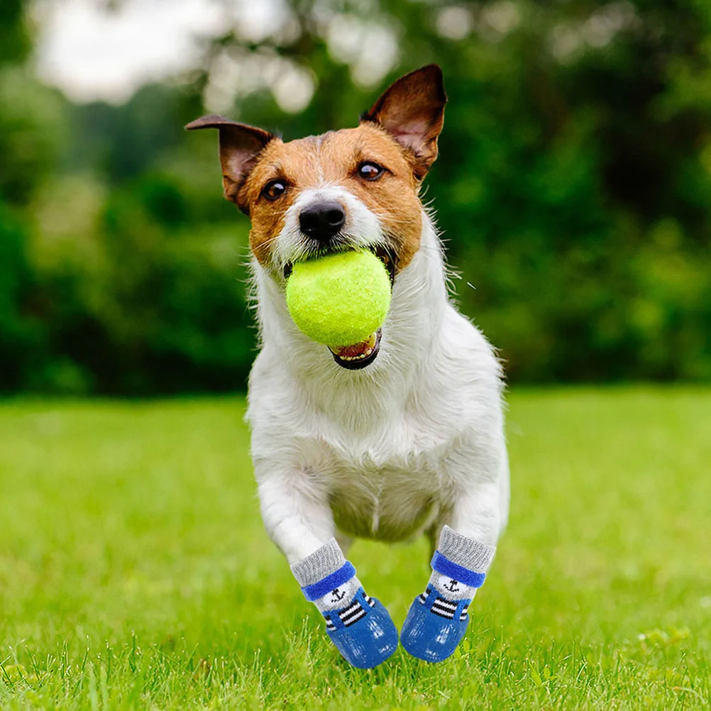 

4Pcs Waterproof Anti Slip Dog Socks Cartoon Breathable Cotton Durable Pet Paw Protectors Socks for Outdoor Dog Supply