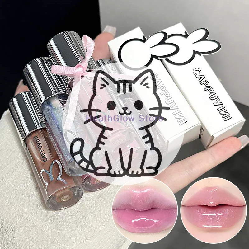 *Cappuvini Glitter Lip Glaze Lucidalabbra Effetto Specchio a Lunga Durata, Impermeabile, Volumizzante, Idratante, Tinta Labbra