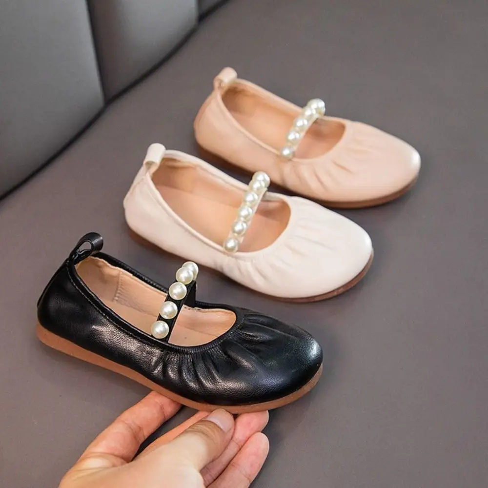 

Fashion Sweet Children Leather Shoes Pearl Soft Soled Mary Jane Shoe Lightweight Slip-on Style Kids Casual Flats Little Girl