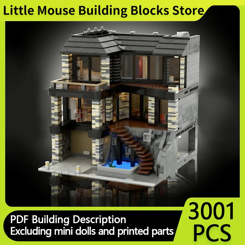 

Модель City Street View MOC, строительные кирпичи, сельская ретро-вилла, модульная технология, подарки, праздник, сборка, детские игрушки, костюм