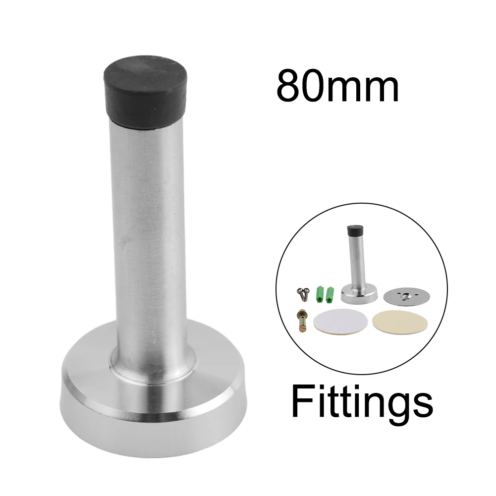 Door Stopper with Rubber Buffer and Stainless Steel Mount for Wall Fixing Reduces Noise and Protects Doors from Damage