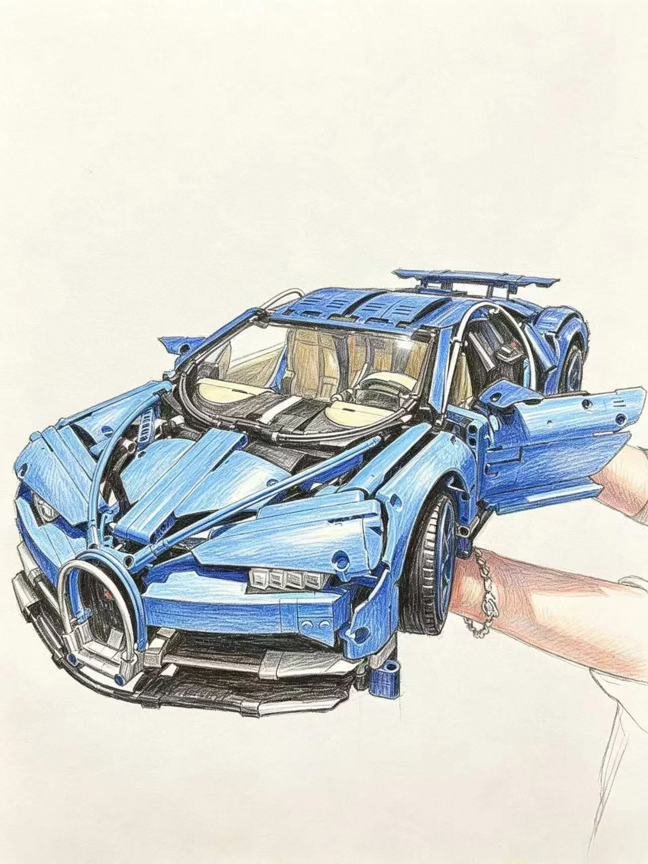 `3599Pcs 1:8 RC Bugatti Chiron MOC Technic Building Blocks Model DIY Construction Toy Christmas Gift` ****