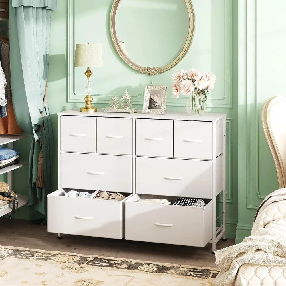 Dresser for Bedroom with 8 Drawers, Wide Fabric Dresser for Storage and Organization, Bedroom Dresser