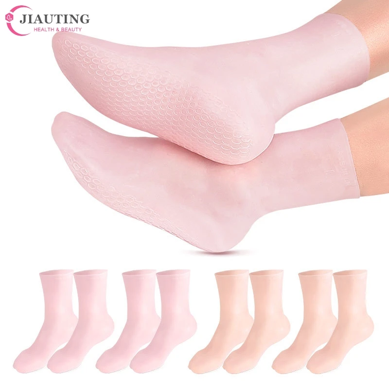 1 paire de chaussettes en gel pour les pieds, longues/courtes, en silicone, hydratantes, pour soins de la peau, protège-mains, anti-Contation, spa,