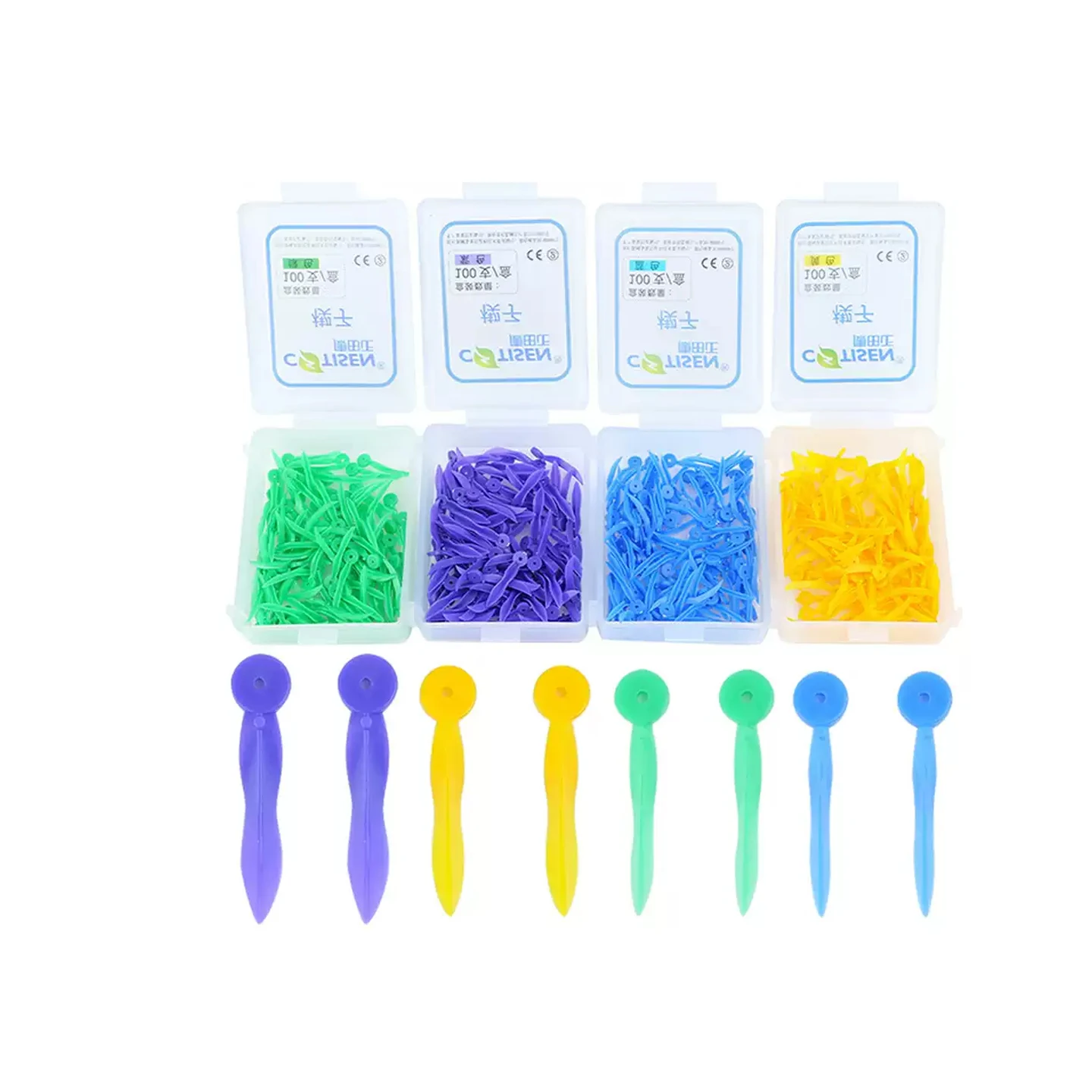 COTISEN Dental Perforated Interdental Separator Wedges Disposable 4 Sizes XS/S/M/L 100Pcs per Pack 2 Packs