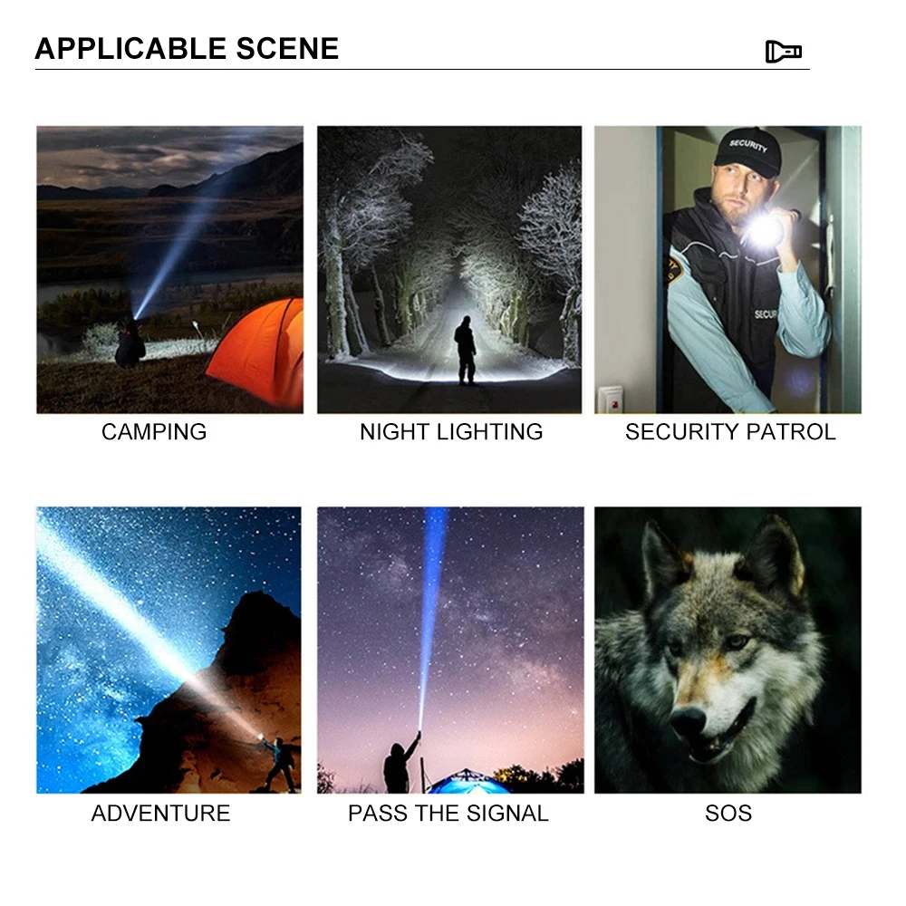 Asafee JF023 LED Flashlight Laser Hand Torch 5800LM Handlight IPX5 Waterproof USB Rechargeable Outdoor Light Lamp Fluorescence