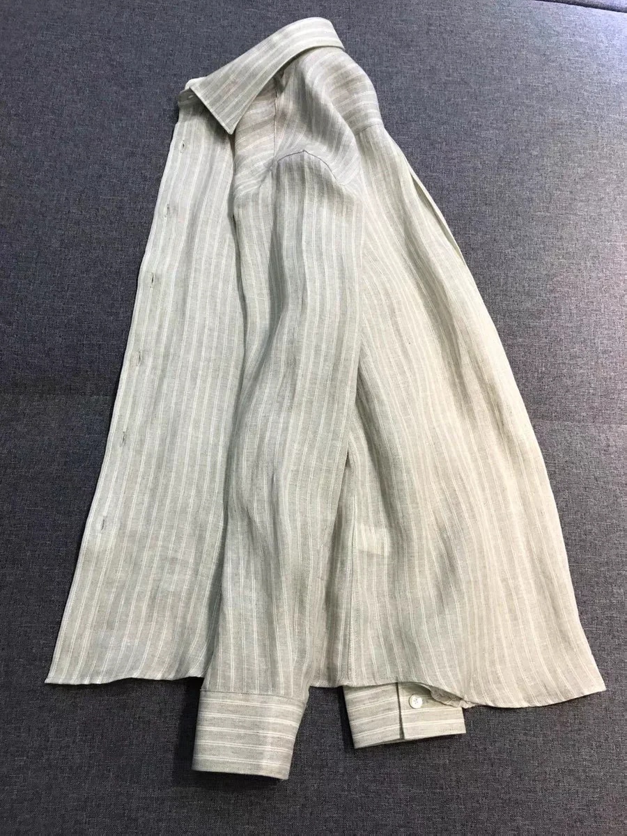 قميص كتان مخطط بطية صدر السترة من الميلاد القديم