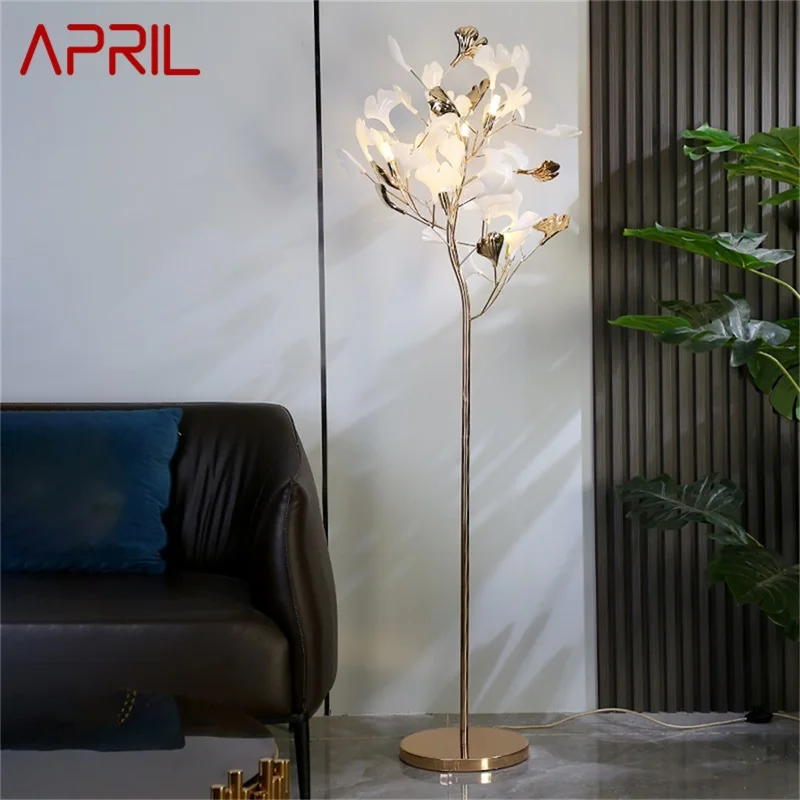 

APRIL Nordic Creative Floor Lamp Ginkgo Flower Shape Light Modern LED Decorative for Home Living Bed Room