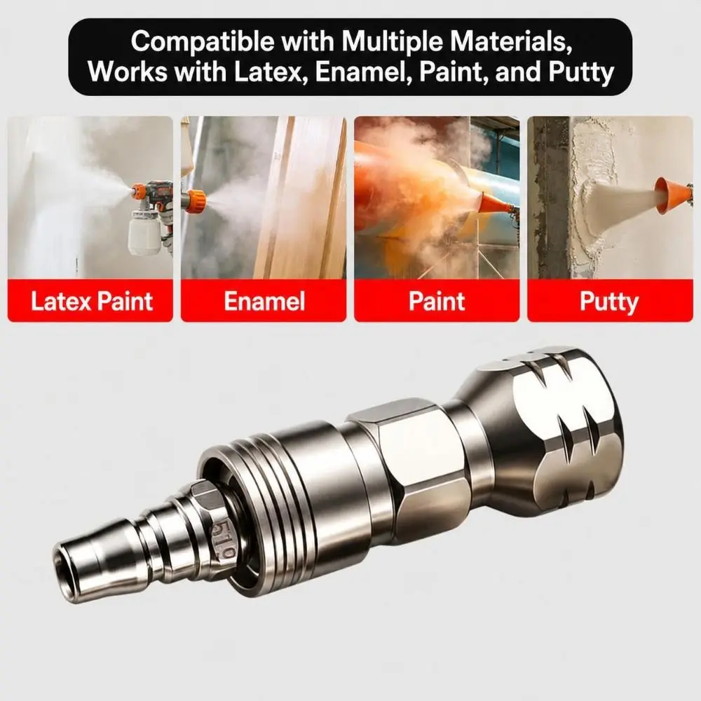 Quick Connect Airless Paint Sprayer Tips Stainless Steel Pressure Fed Airless Sprayer Nozzle Fine Atomization Anti Splash