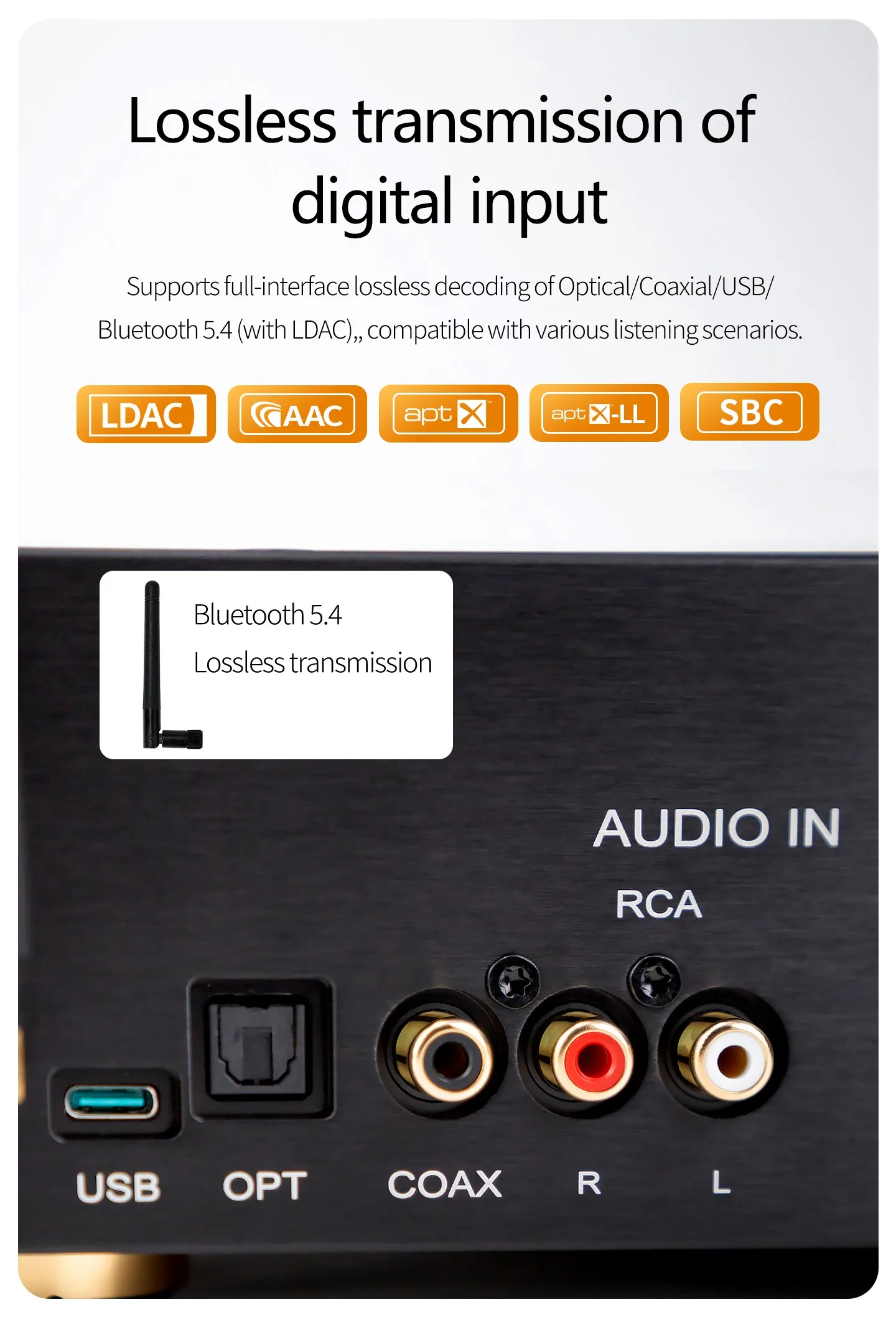 YJCO D1200 Digitaler Leistungsverstärker mit Dual TPA3255 Chip, ES9038Q2M DAC, Bluetooth 5.4, LDAC, XLR Balanced, USB, HIFI Stereo-Verstärker, 600W*2 MAX – Detail 8