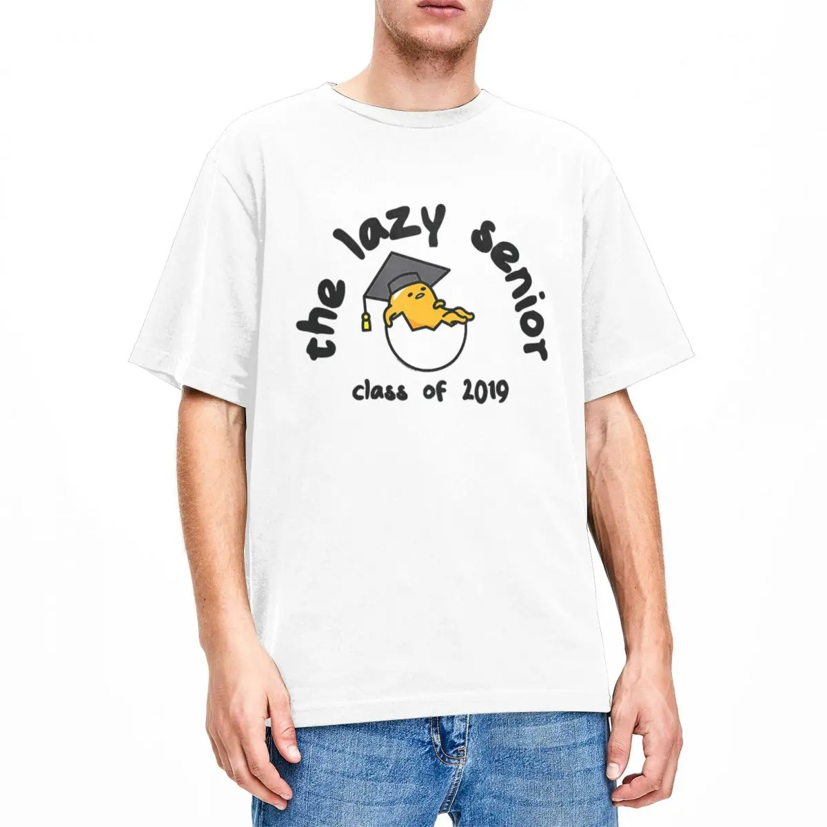 Gudetama ขี้เกียจไข่ Class 2019 Graduation T เสื้อแฟชั่นเสื้อยืด Tops ฤดูร้อน Cotton Crewneck PLUS ขนาด 5XL เสื้อผ้า