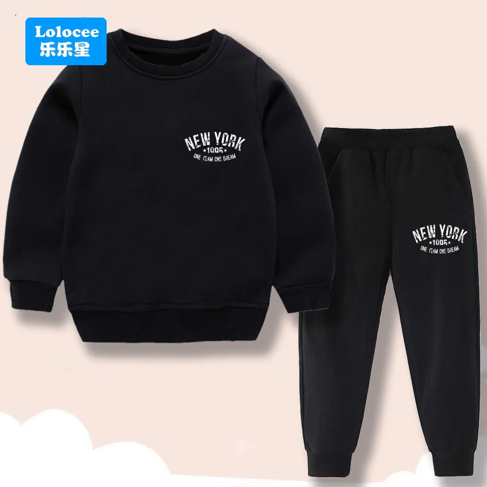 3-14 سنة الأولاد الكرتون وتتسابق نيويورك مطبوعة Crewneck بلوزات كل مباراة السراويل 2 قطعة مجموعة الأطفال زي رياضية XNY01