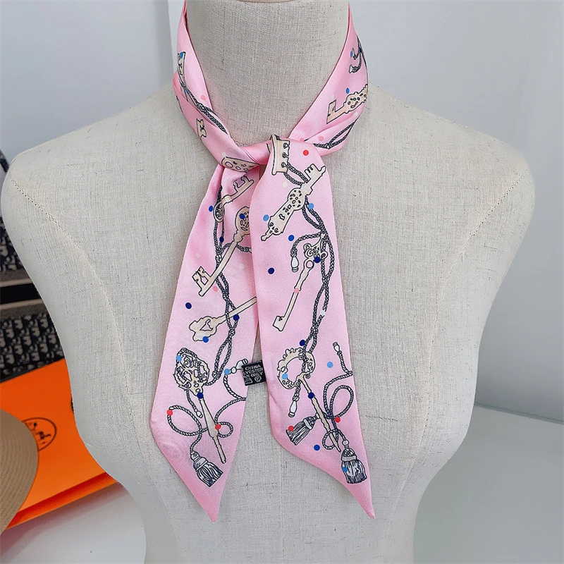 New Small Long Silk Scarf Women Luxury Fashion Hairband Bag Accessories Ribbon Ladies Neck Scarf Girl\'s Headscarf Headband