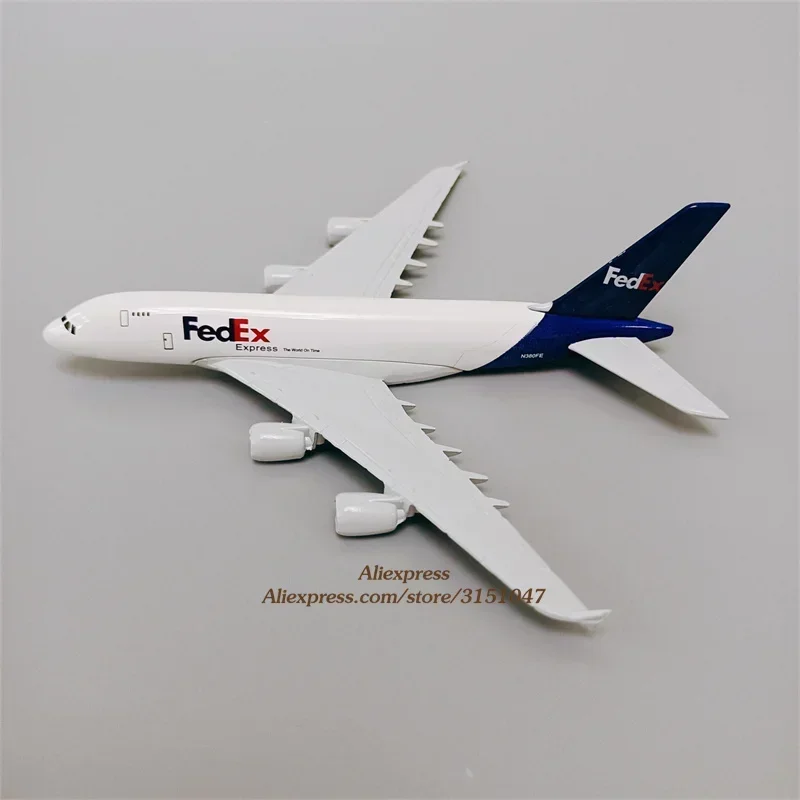 16cm Alloy Metal Air Fedex A380 Airlines Airplane Model Fedex Airbus 380 Airways Diecast Plane Model  Aircraft Gifts with Holder