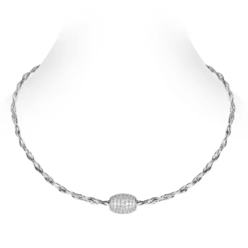 

Bellux Pendant Chain 925 Silver Necklace Synthetic Zircon White Gold Two Colors Oval Roller Shape Free Shipping