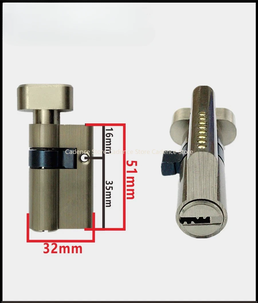 Glass door lock cylinder Asymmetrical core height 32MM length 50mm Frameless glass door lock  cylinder with knob 5keys