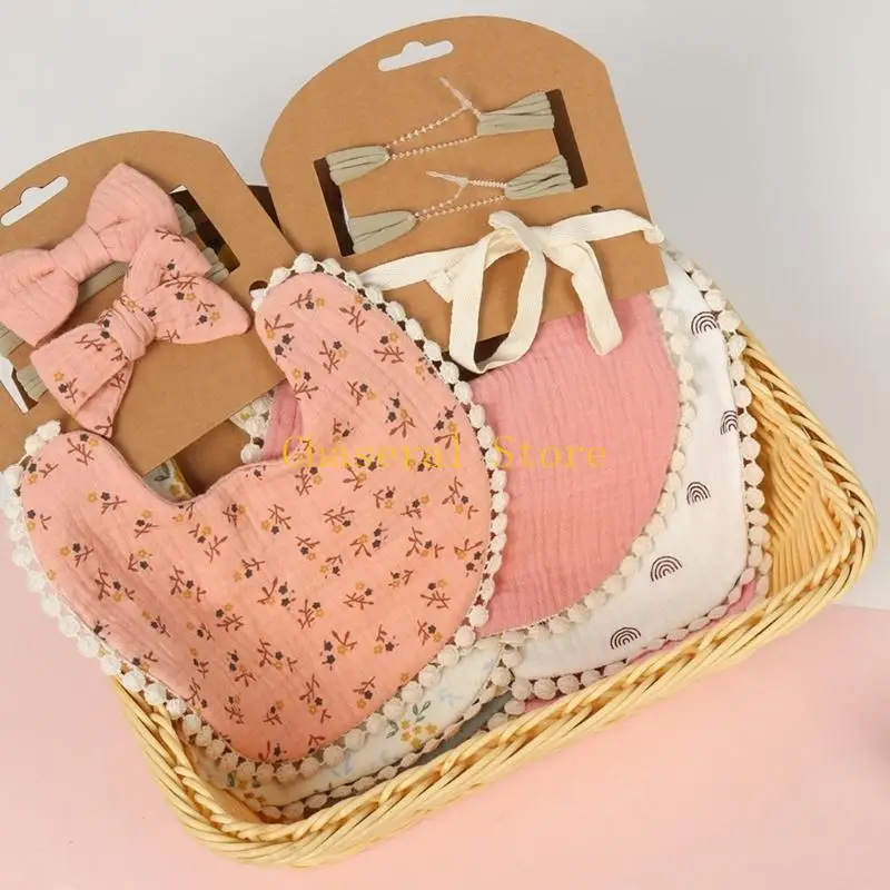 

E7CE Floral Print Newborn Bibs Boys Girls Bandana Burp Cloths Feeding Smock Stuff