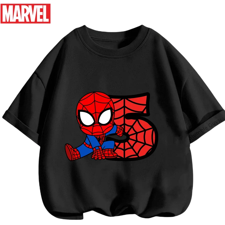 

Boys Spiderman Clothes Girls Spider-Man Marvel T-Shirt Ages 3-14 Summer Short Sleeve Breathable Kids Clothing