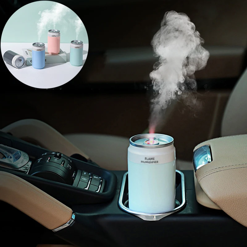 Car Cold Flame Air Humidifier Diffuser Freshener With LED Atmosphere Light Silent Running Moisturizing Auto Interior Accessories