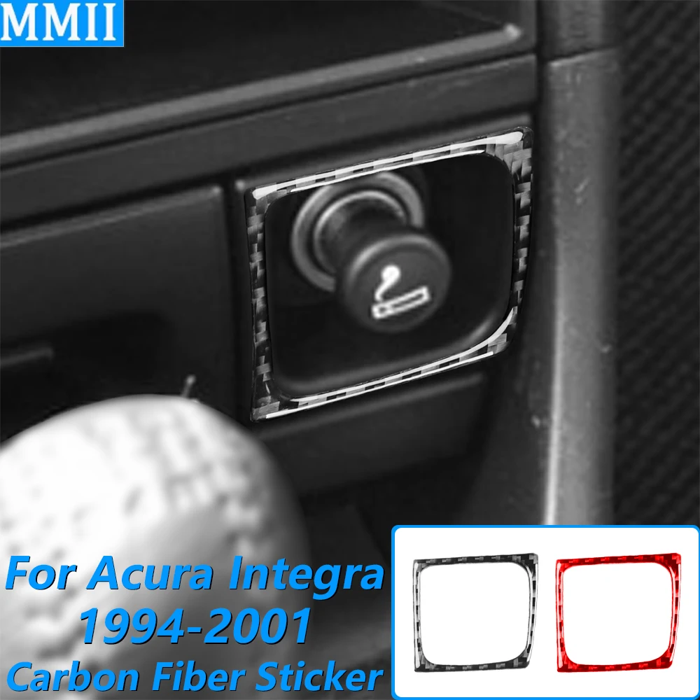 For Acura Integra 1994-2001 Carbon Fiber Central Control Cigarette Lighter Frame Trim Cover Car Accessories Decoration Sticker