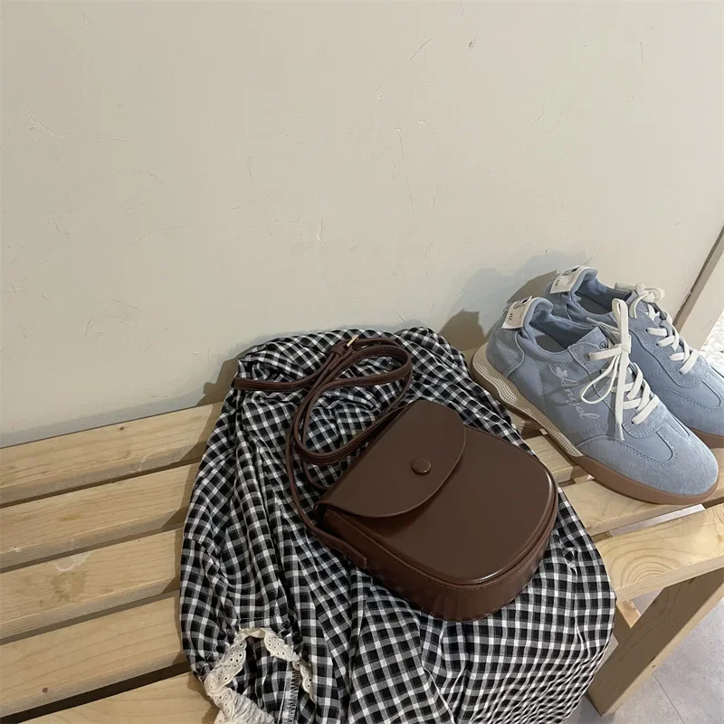 Xiuya Red Fashion Shoulder Bags for Women Vintage Solid Color Small Aesthetic Crossbody Bag All-match Simple New Female Handbag