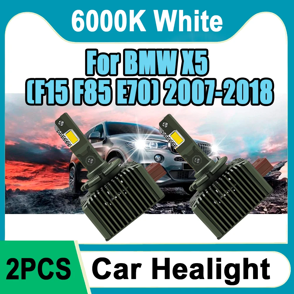 

2 шт. мощных светодиодных фар 30000 лм, 6000K белый свет, 120 Вт, автомобильные ксеноновые лампы 12В с чипами CSP для BMW X5 (F15 F85 E70) 2007-2018
