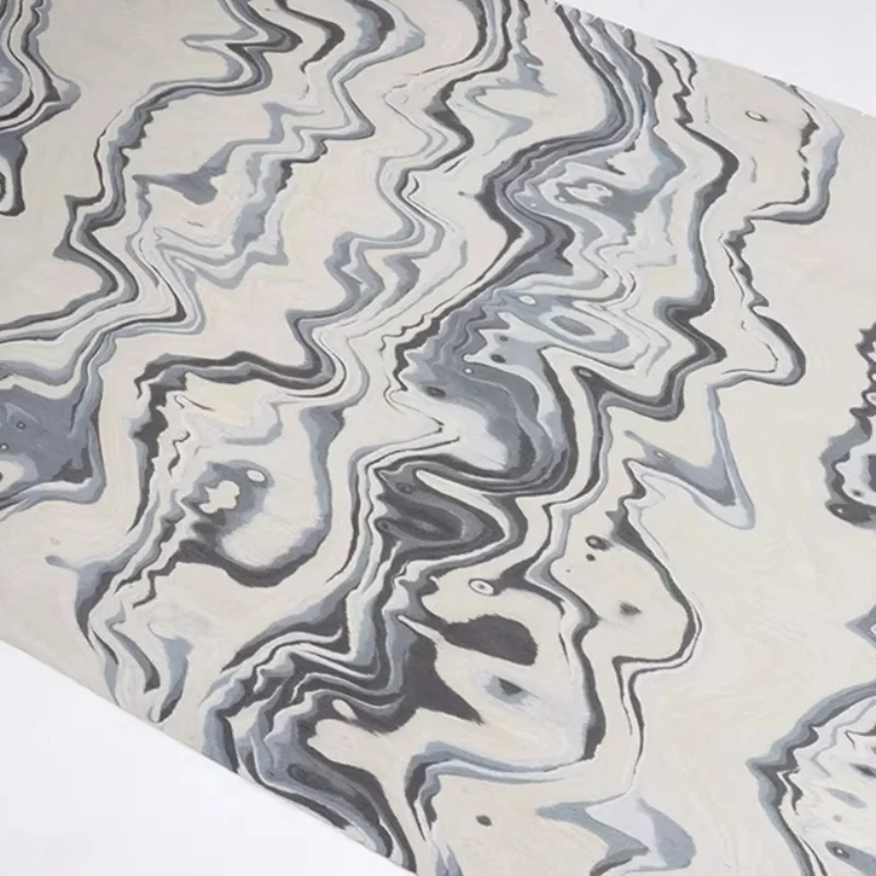 Black White Ink Painting Engineered Wood Veneer Sheets for Interior Design Furniture Feature Wall Panels L:250X58cm T:0.5mm