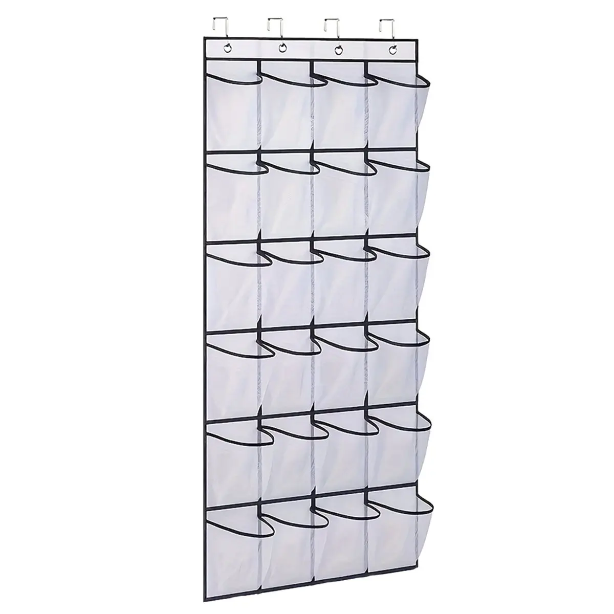 ABNQ 24 Large Breathable Mesh Pockets, Space Saving Hanging Storage Holder, Closet Rack Hanger Holds Up to 40 Lbs