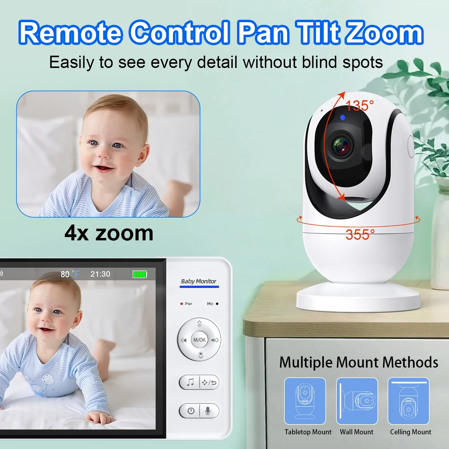 Video Baby Monitor 7 Inch Display Screen Mother Kids Home Security Protection Wireless IP Camera 5000mAh Battery Surveillance