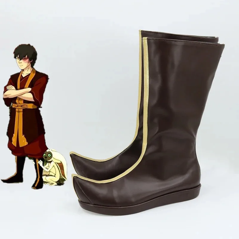 

ff34ATLA Fire Nation Prince Zuko Обувь для косплея Коричневые ботинки
