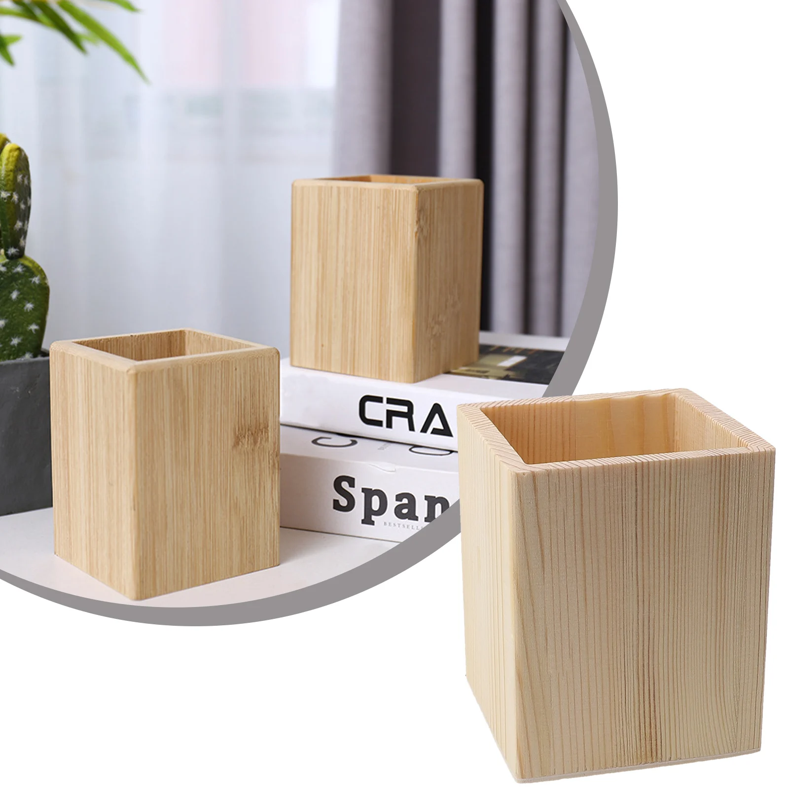 

DIY Painting Pencil Desk Organizer Sturdy Suitable Wear Resistance Compact Wooden Convenience Makeup Brush Box