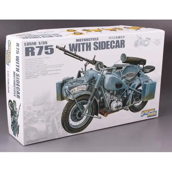 

Great Wall Hobby L3510 1/35 Scale WWII German R75 Motorcycle w/Side Car model kit