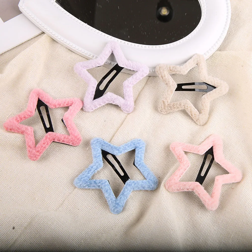 

1pcs Five Pointed Star Hair Clip Star Side Clip Plush BB Clip Pentagram Hairpin Fashion Simple DIY Hair Accessories For Girls