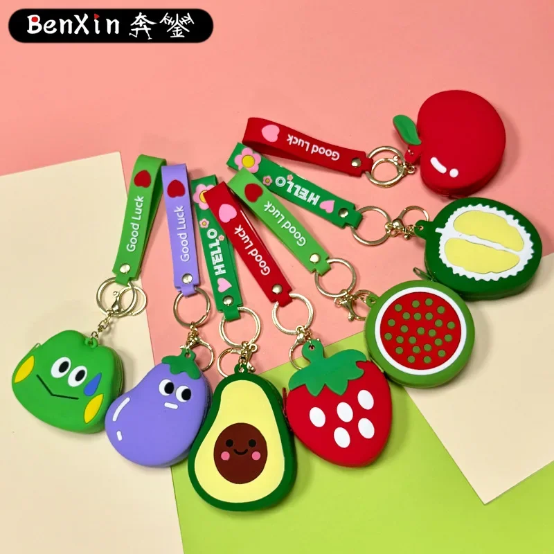

2025 Minso Creative silicone fruit coin purse keychain pendant, exquisite key chain pendant, card case