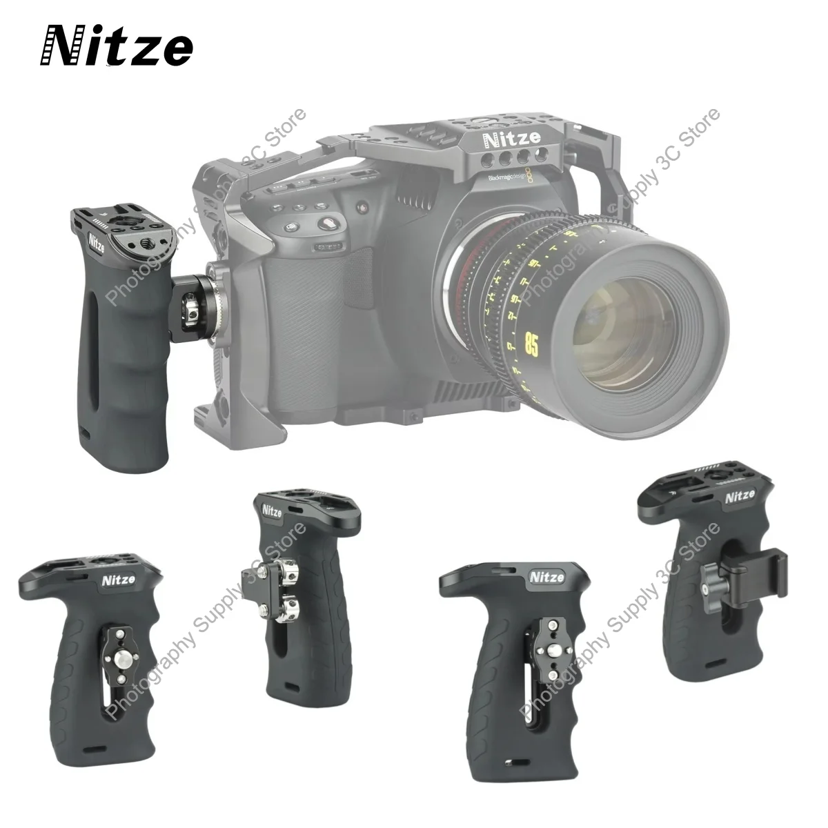 Nitze Ergonomic Side Handle ARRI Rosette Handle with ARRI Rosette for Left or Right Hand Up and Down Adjustable For camera