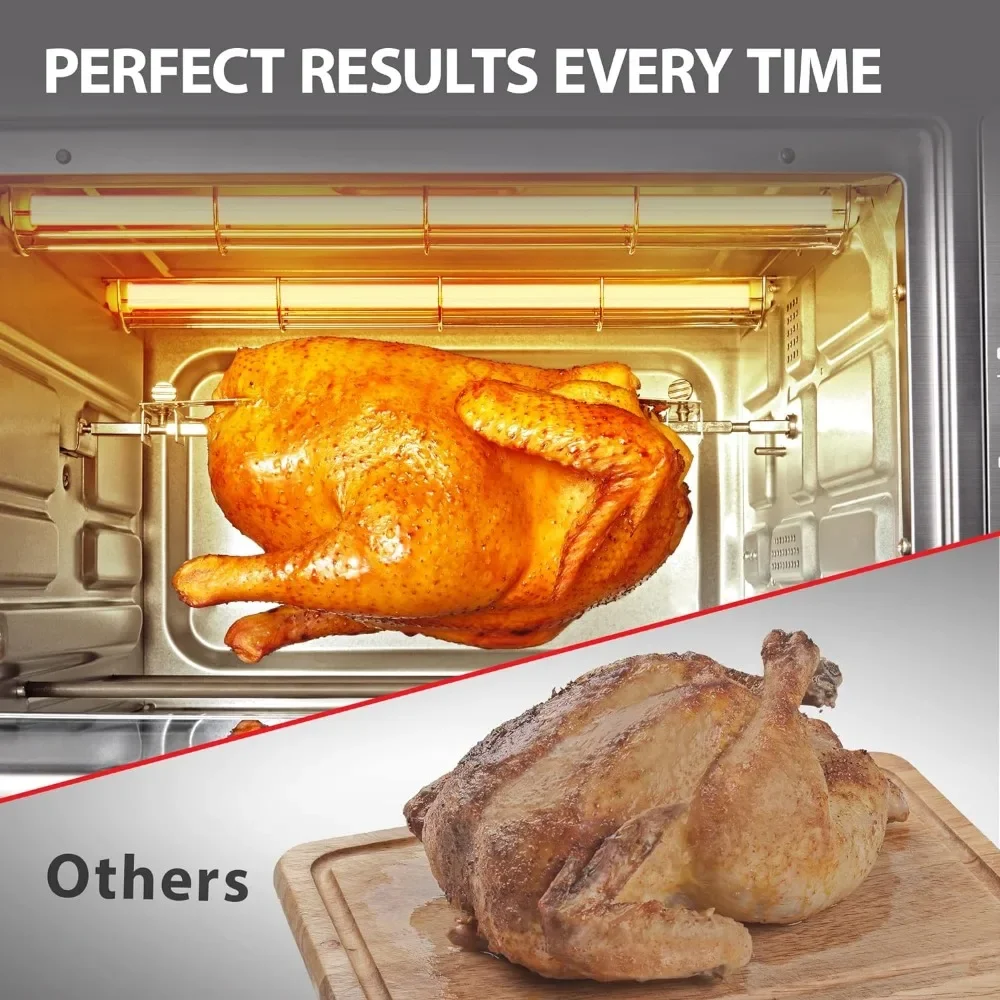 Encimera de horno tostador de convección rápida con doble calefacción por infrarrojos, 10 en 1 con tostadas, pizza, asador, 6 rebanadas más grandes