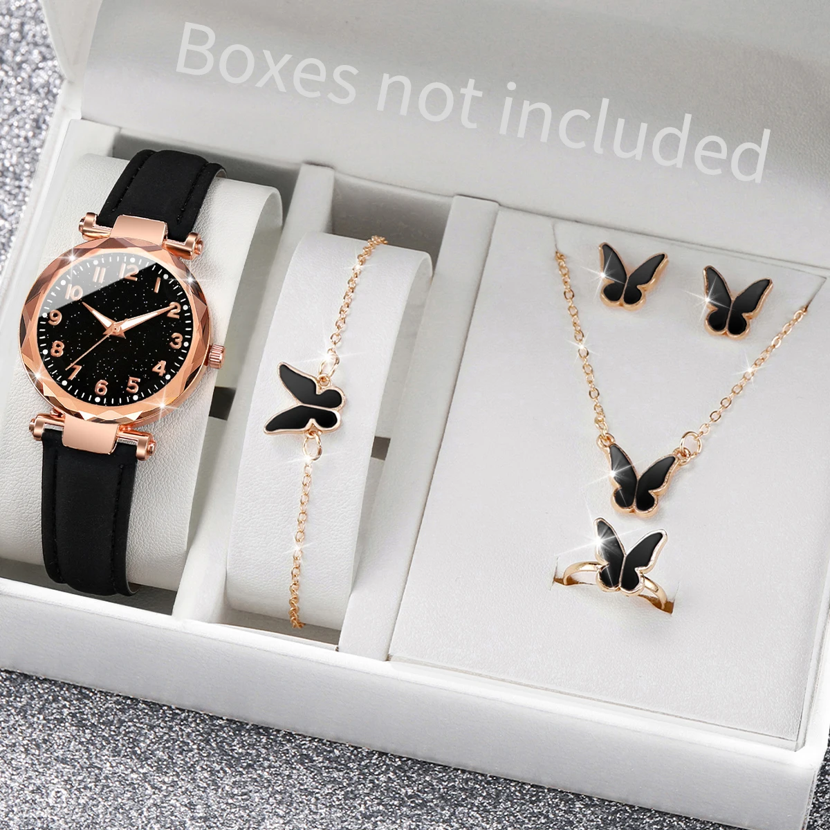 5/6PCS Fashion Women Watches Casual Leather Band Quartz Watch for Women Clock Jewelry Set Reloj Mujer（Without Box）