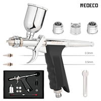 Gravity-Feed Dual-Action Pistol Grip Airbrush Trigger-type Fan Spray Air Brush 0.3mm/0.5mm 15CC Fluids Cups For Car Model DIY