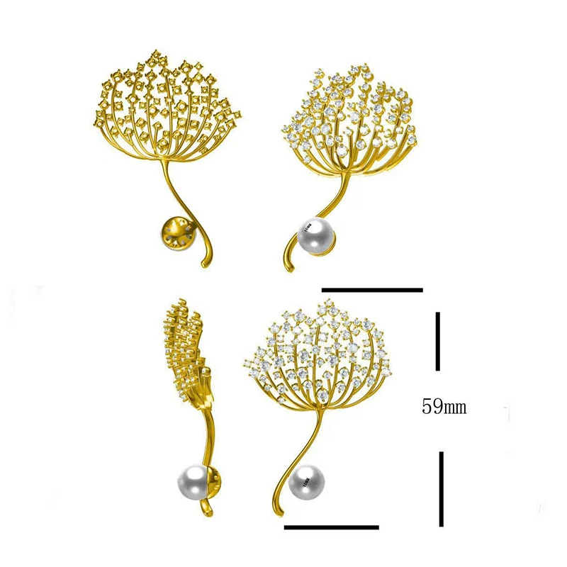 MeibaPJ Natural Pearl Dandelion Corsage Brooch Fashion Sweater Jewelry for Women Empty Tray