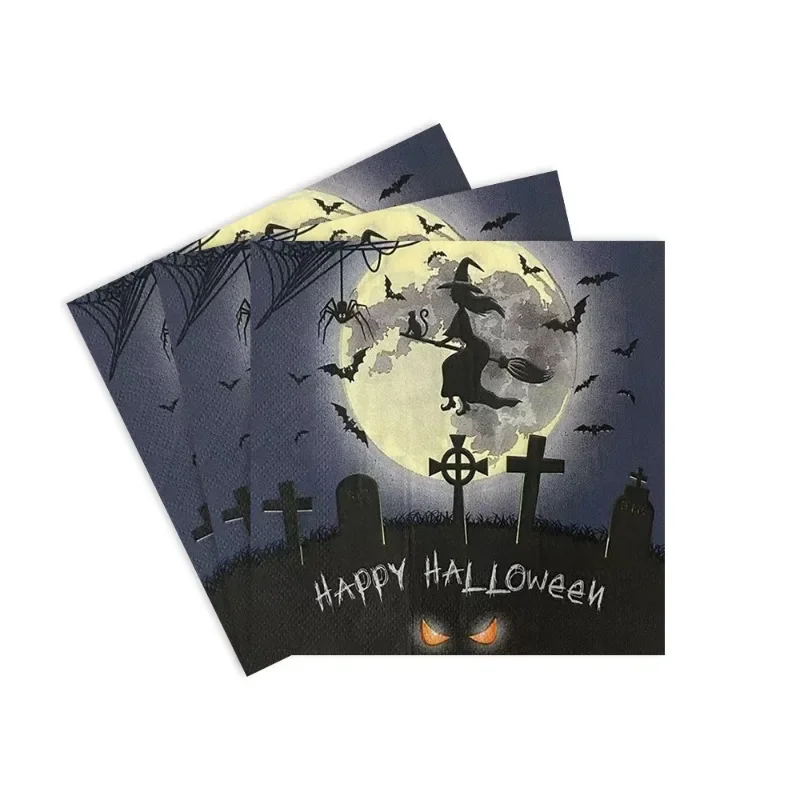 20pcs/Pac 33*33cm 2-Ply New Halloween witch series theme printing creative spooky party napkins decorative paper placemats