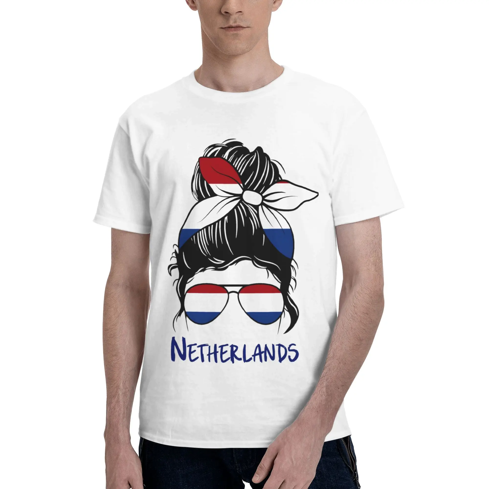 Printed Netherlands girl Netherlands Flag T Shirt for Men Women  Pure Cotton Tee Shirt Short Sleeve Tops
