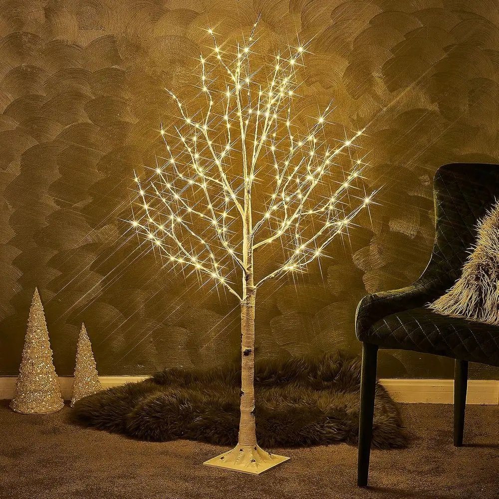 

4-Tier 200L Warm White LED Birch Tree, Ideal for Indoor & Outdoor Thanksgiving and Christmas Decor