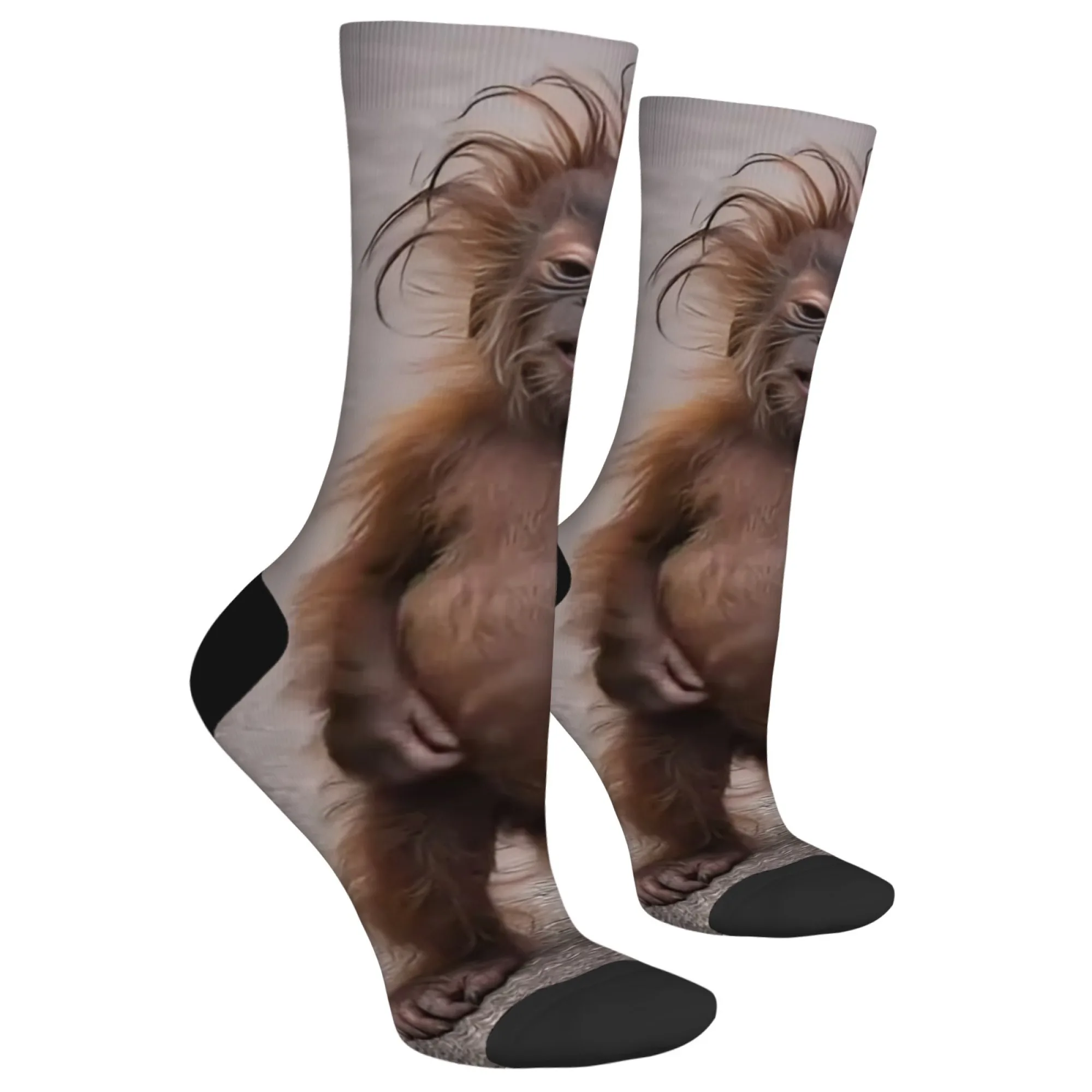 Novel and Quirky Realistic Monkey Print Men's Socks Comfortable Breathable Soft Socks Street Fashionable Funny and Retro Socks view 4
