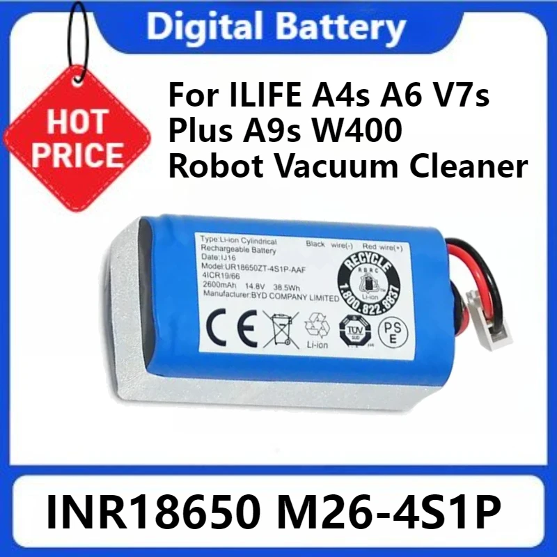 

INR18650 M26-4S1P Rechargeable Lithium Battery for ILIFE A4s A6 V7s Plus A9s W400 Robot Vacuum Cleaner 2600mah 6800mah Battery