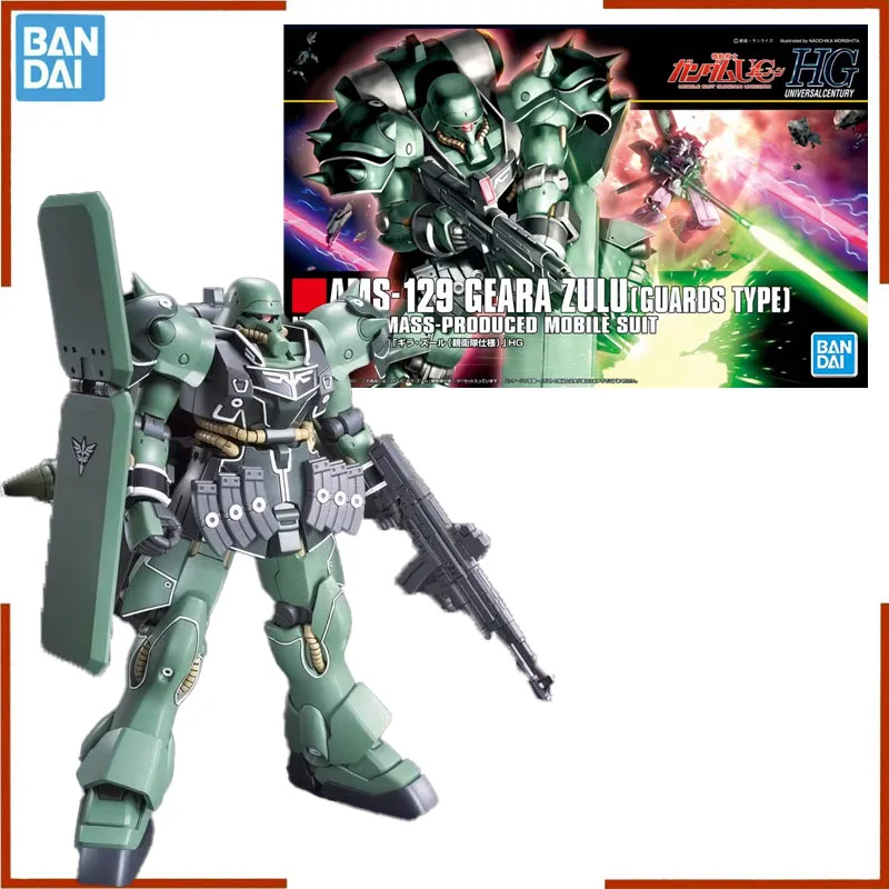 Bandai Original GUNDAM Anime modelo HGUC 1/144 GUNDAM AMS-129 GEARE ZULU GUARDS tipo figuras de acción de juguete regalos para niños