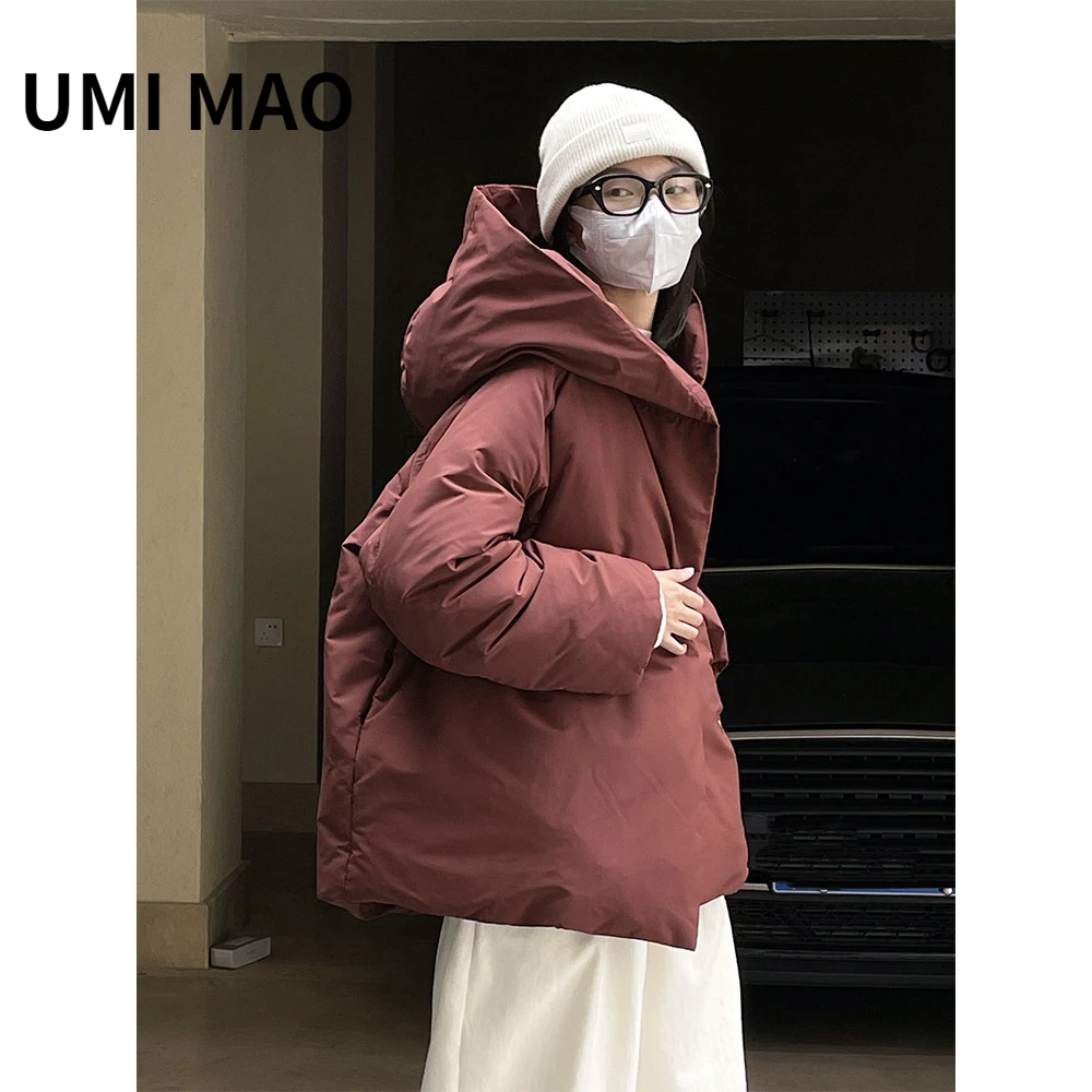 UMI MAO 90 White Duck Down Jacket Yamamoto Dark Winter Korean Lazy Wind Silhouette Design Sense Casual Hooded Loose Coat Women