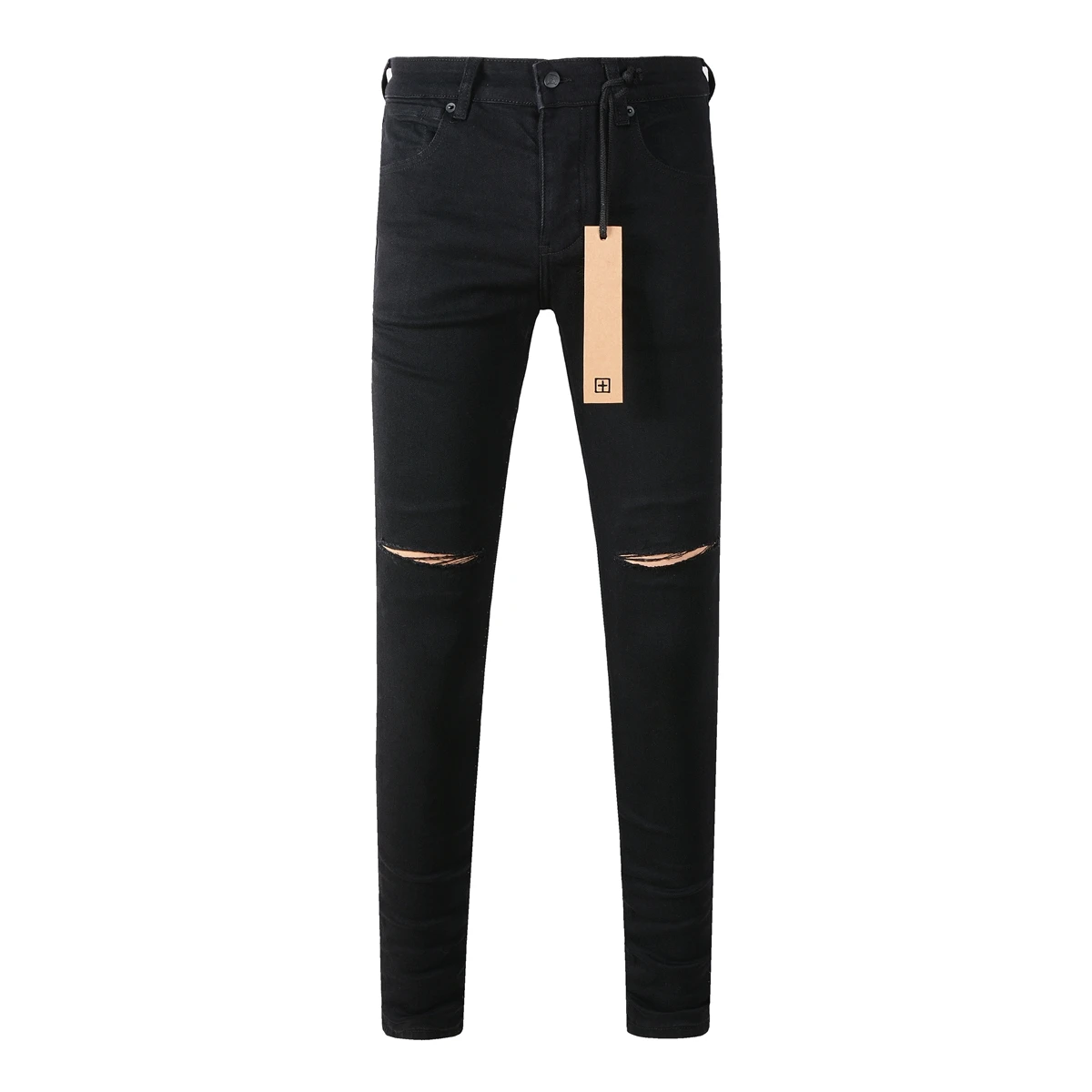 KSUBI Cross Jeans American High Street Paint Hole Trend Low Rise Skinny Denim Pants Pleated Ripped Solid Black Jeans