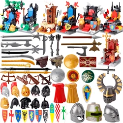 MOC Medieval Knights Weapons Building Blocks Military Soldiers Helmets Sword Axe Spear Shield Bow Arrow Flag Bricks Toys Gift